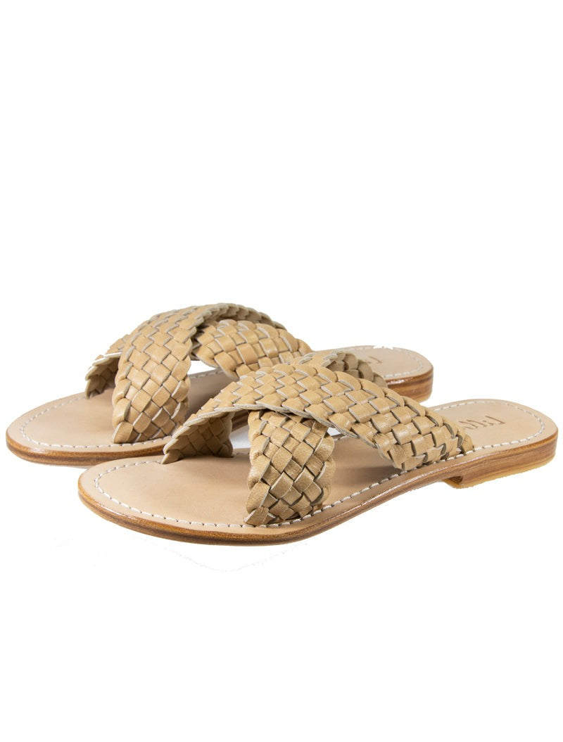 Tan woven hot sale sandals flat